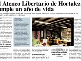 El Ateneo Libertario de Hortaleza en el periódico vecinal del&nbsp;barrio.